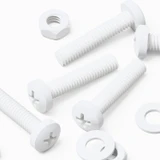 50x White PP Pan Head Plastic Screws & Bolts M4 x 20 mm, Nuts & Washers