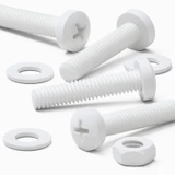 50x White PP Pan Head Plastic Screws & Bolts M4 x 20 mm, Nuts & Washers