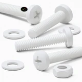 50x White PP Pan Head Plastic Screws & Bolts M4 x 20 mm, Nuts & Washers