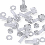 20x Clear Acrylic Slotted Knurled Thumbscrews M3 x 10 mm, Nuts & Washers
