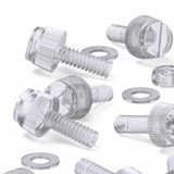 20x Clear Acrylic Slotted Knurled Thumbscrews M3 x 10 mm, Nuts & Washers