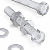 30x viti esagonali trasparenti in acrilico M8 x 60 mm, dadi e rondelle