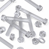 30x Clear Acrylic Hex Head Plastic Screws & Bolts M8 x 60 mm, Nuts & Washers