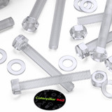 30x Clear Acrylic Hex Head Plastic Screws & Bolts M8 x 60 mm, Nuts & Washers