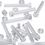 30x Clear Acrylic Hex Head Plastic Screws & Bolts M6 x 50 mm, Nuts & Washers