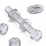 30x Clear Acrylic Hex Head Plastic Screws & Bolts M6 x 50 mm, Nuts & Washers
