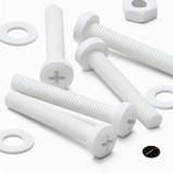 20x White PP Pan Head Plastic Screws & Bolts M3 x 20 mm, Nuts & Washers