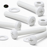 20x White PP Pan Head Plastic Screws & Bolts M3 x 20 mm, Nuts & Washers