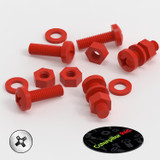 20x Red PP Pan Head Cross Plastic Screws & Bolts M6 x 20 mm, Nuts & Washers