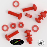 20x Red PP Pan Head Cross Plastic Screws & Bolts M6 x 20 mm, Nuts & Washers