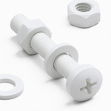 20x White PP Pan Head Plastic Screws & Bolts M6 x 40 mm, Nuts & Washers