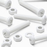 20x White PP Pan Head Plastic Screws & Bolts M6 x 40 mm, Nuts & Washers