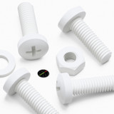 20x White PP Pan Head Plastic Screws & Bolts M6 x 20 mm, Nuts & Washers