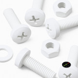 20x White PP Pan Head Plastic Screws & Bolts M6 x 20 mm, Nuts & Washers