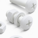 20x White PP Pan Head Plastic Screws & Bolts M6 x 20 mm, Nuts & Washers