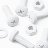 20x viti PP bianche a testa cilindrica M6 x 20 mm + dadi e rondelle