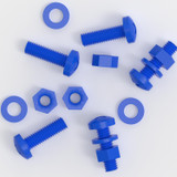 20x Blue PP Pan Head Cross Plastic Screws & Bolts M6 x 20 mm, Nuts & Washers