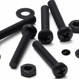 20x Black PP Pan Head Plastic Screws & Bolts M3 x 20 mm, Nuts & Washers