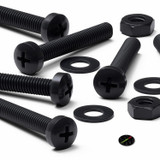 20x Black PP Pan Head Plastic Screws & Bolts M3 x 20 mm, Nuts & Washers