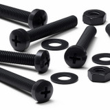 20x Black PP Pan Head Plastic Screws & Bolts M3 x 20 mm, Nuts & Washers