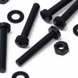 20x Black PP Pan Head Plastic Screws & Bolts M3 x 20 mm, Nuts & Washers