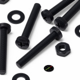 20x Black PP Pan Head Plastic Screws & Bolts M3 x 20 mm, Nuts & Washers