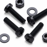 20x Black PP Pan Head Plastic Screws & Bolts M5 x 20 mm, Nuts & Washers