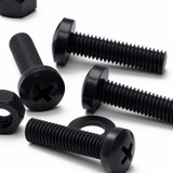 20x Black PP Pan Head Plastic Screws & Bolts M5 x 20 mm, Nuts & Washers