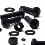 20x Black PP Pan Head Plastic Screws & Bolts M5 x 20 mm, Nuts & Washers