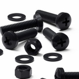 20x Black PP Pan Head Plastic Screws & Bolts M5 x 20 mm, Nuts & Washers