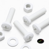 20x White PP Pan Head Plastic Screws & Bolts M5 x 20 mm, Nuts & Washers