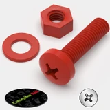 20x Red PP Pan Head Cross Plastic Screws & Bolts M5 x 20 mm, Nuts & Washers