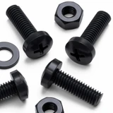 20x Black PP Pan Head Plastic Screws & Bolts M6 x 20 mm, Nuts & Washers