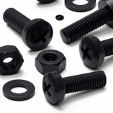 20x Black PP Pan Head Plastic Screws & Bolts M6 x 20 mm, Nuts & Washers