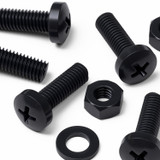 20x Black PP Pan Head Plastic Screws & Bolts M6 x 20 mm, Nuts & Washers