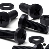 20x Black PP Pan Head Plastic Screws & Bolts M6 x 20 mm, Nuts & Washers