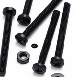 20x Black PP Pan Head Plastic Screws & Bolts M4 x 40 mm, Nuts & Washers