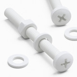 20x White PP Pan Head Plastic Screws & Bolts M6 x 60 mm, Nuts & Washers