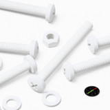 20x White PP Pan Head Plastic Screws & Bolts M6 x 60 mm, Nuts & Washers