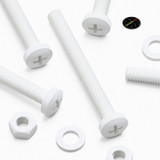 20x White PP Pan Head Plastic Screws & Bolts M6 x 60 mm, Nuts & Washers