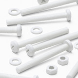 20x White PP Pan Head Plastic Screws & Bolts M6 x 60 mm, Nuts & Washers