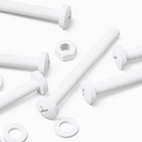 20x White PP Pan Head Plastic Screws & Bolts M6 x 60 mm, Nuts & Washers