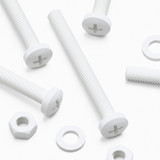 20x White PP Pan Head Plastic Screws & Bolts M6 x 60 mm, Nuts & Washers