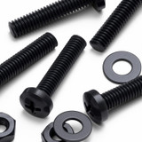 20x Black PP Pan Head Plastic Screws & Bolts M4 x 20 mm, Nuts & Washers