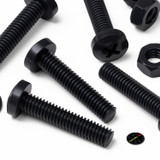20x Black PP Pan Head Plastic Screws & Bolts M4 x 20 mm, Nuts & Washers