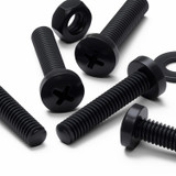 20x Black PP Pan Head Plastic Screws & Bolts M4 x 20 mm, Nuts & Washers