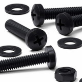 20x Black PP Pan Head Plastic Screws & Bolts M4 x 20 mm, Nuts & Washers