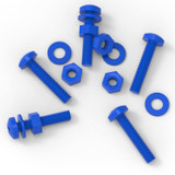 20x Blue PP Pan Head Cross Plastic Screws & Bolts M4 x 20 mm, Nuts & Washers
