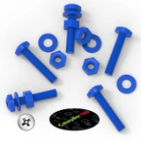 20x viti PP blu a testa cilindrica a croce M4 x 20 mm + dadi e rondelle