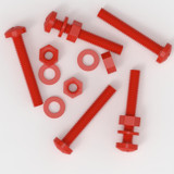 20x Red PP Pan Head Cross Plastic Screws & Bolts M6 x 40 mm, Nuts & Washers